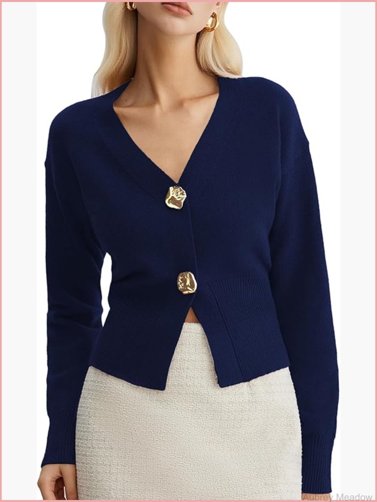 Long Sleeve V Neck Lightweight Knitted Pullover Cardigan Sweater
